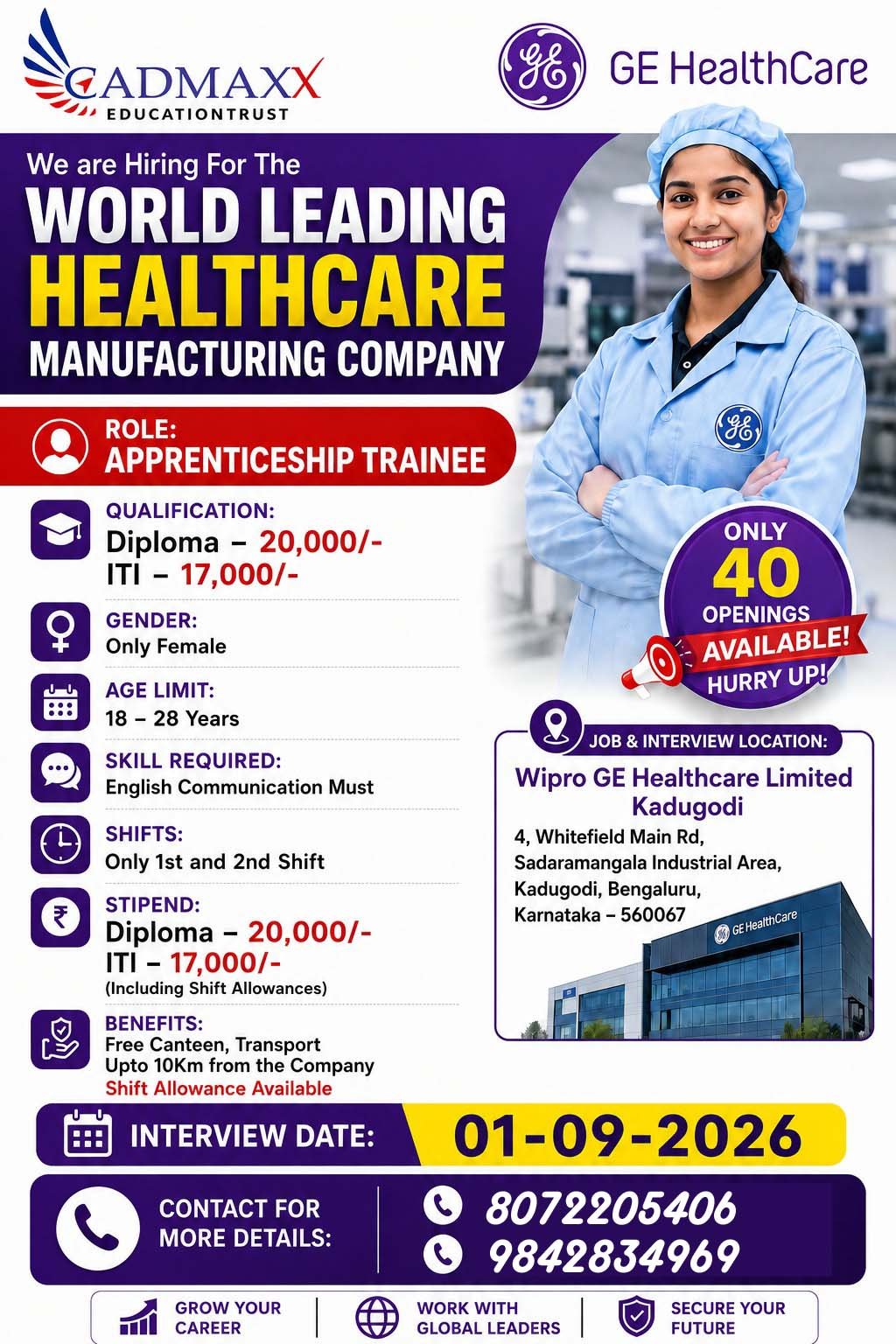 WORLD LEADING HEALTH CARE MANFACTURING COMPANY (APPRENTICESHIP TRAINEE)