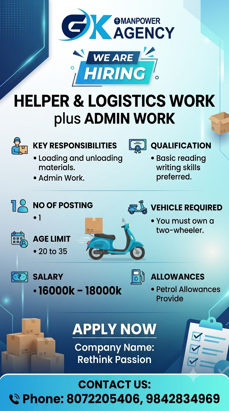 Helper and Logistics & Admin Work